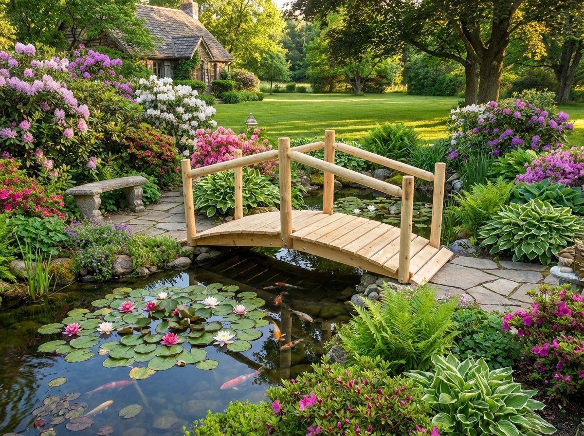 Rustic Wooden Garden Bridge - Cedar Creek Rustic Furniture