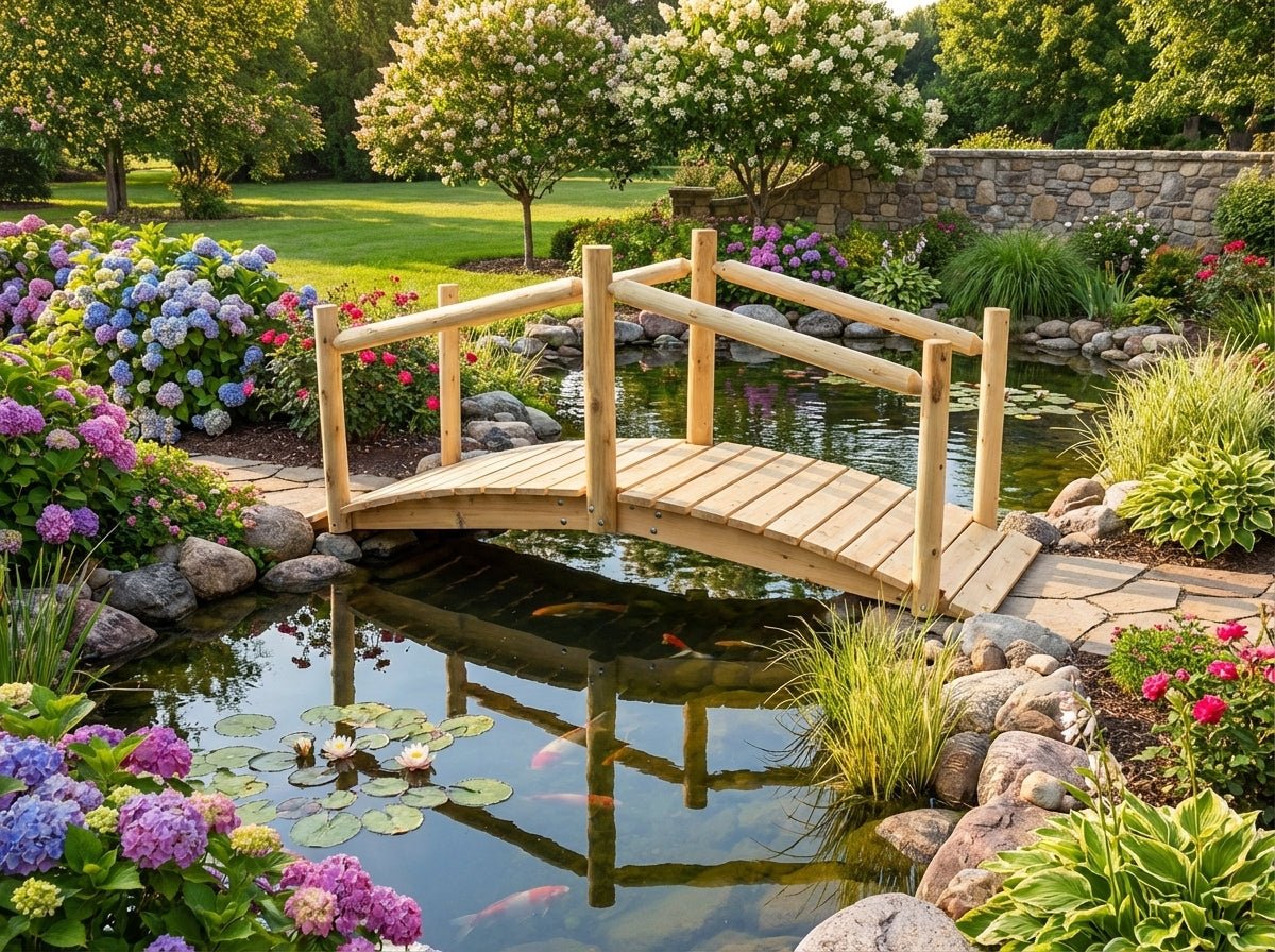 Rustic Wooden Garden Bridge - Cedar Creek Rustic Furniture