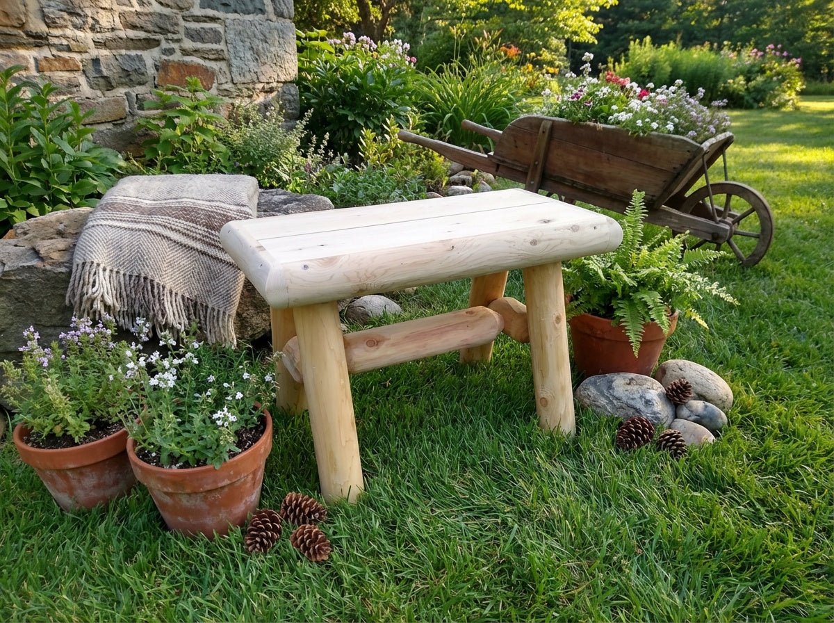 Rustic Wooden Outdoor Garden Bench - Cedar Creek Rustic Furniture