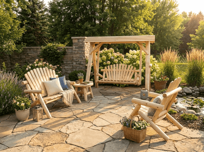 Wooden Porch Swing with Canopy - Cedar Creek Rustic Furniture