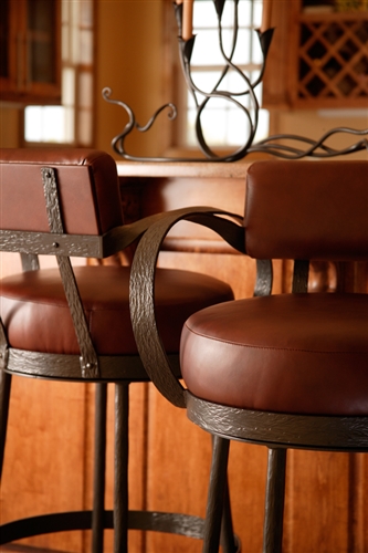 Rustic Bar Stool With Back Iron, Rustic Swivel Counter Stools With Backs