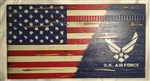 Hand painted America Flag with the Air force logo in bottom corner. Each item is unique and you get the exact one in the picture shown.